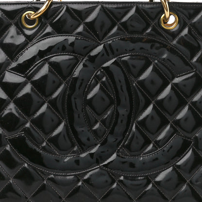Chanel Patent Quilted Grand Shopping Tote GST Black 9 of 14