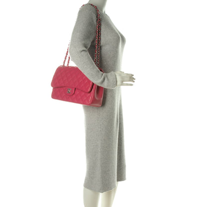Chanel Lambskin Quilted Jumbo Double Flap Dark Pink 2 of 11