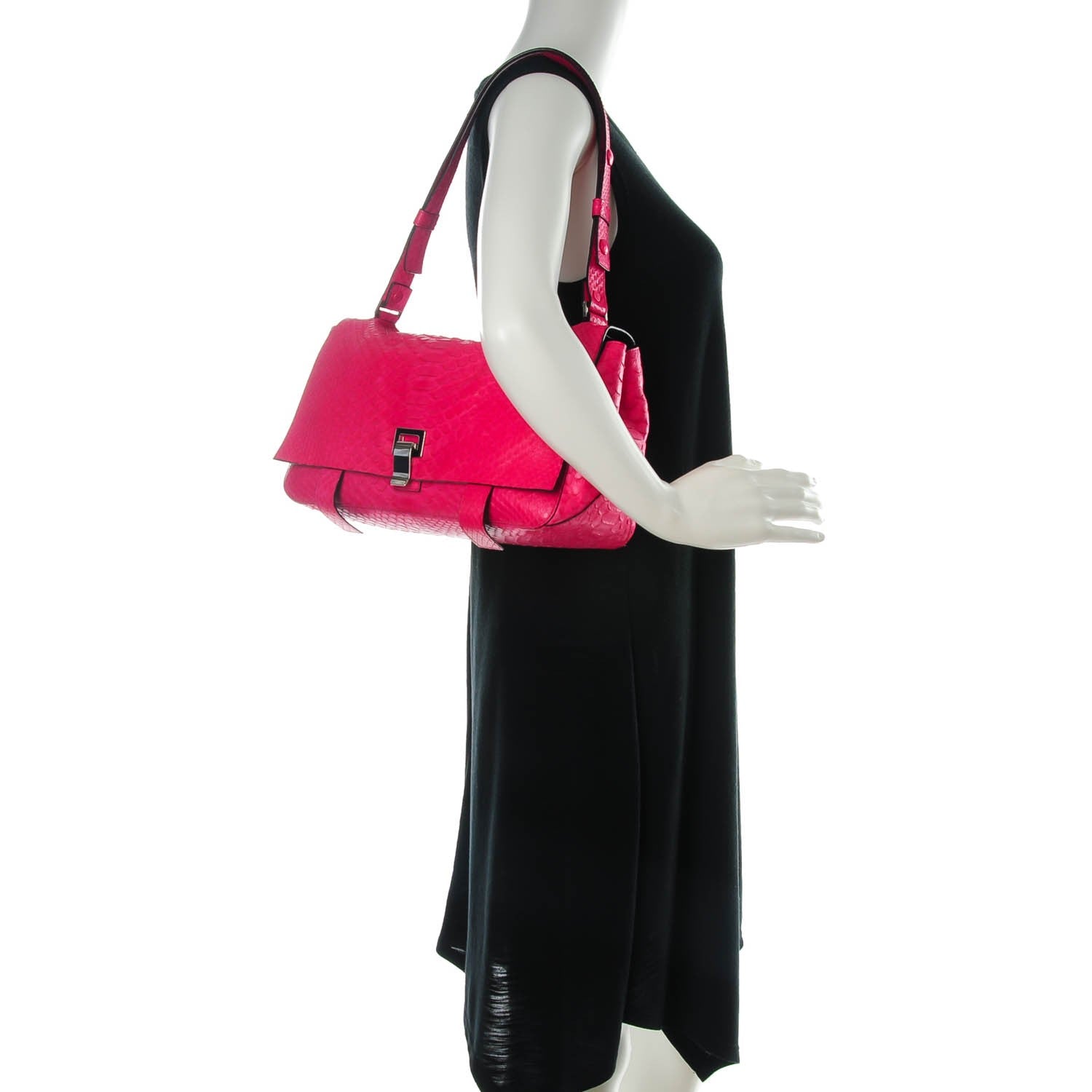 Proenza Schouler Python PS Courier Bag Hot Pink 2 of 8