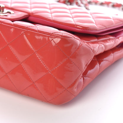 Chanel Patent Quilted Jumbo Double Flap Pink 17 of 24