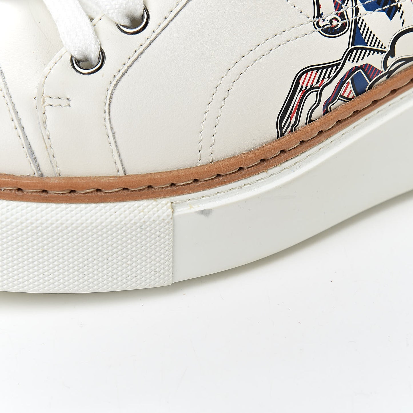 Calfskin Pegase Pop Polo Sneakers 37.5 Multicolor White