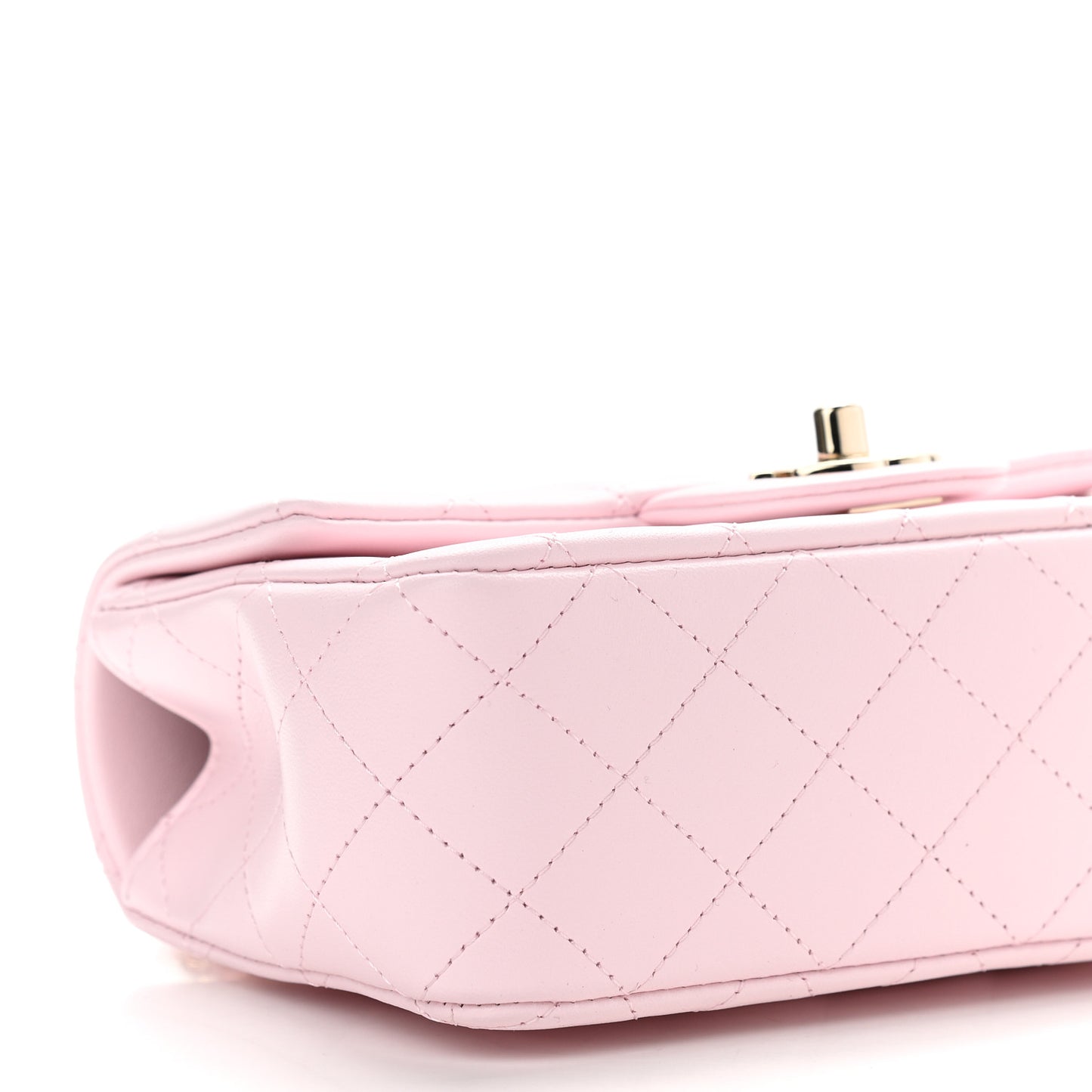 Lambskin Quilted Mini Top Handle Rectangular Flap Light Pink