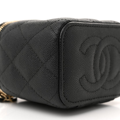 Chanel Caviar Quilted Mini Vanity Case With Chain Black 9 of 11