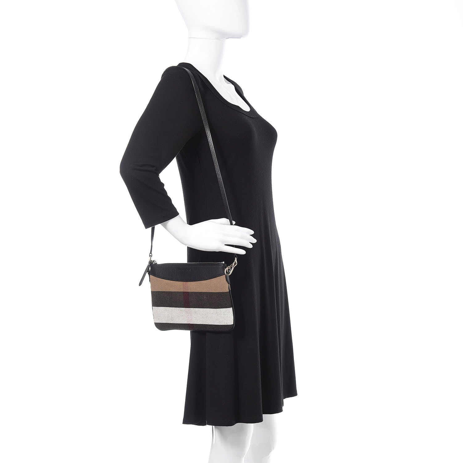 Burberry Mega Check Peyton Crossbody Clutch Bag Black 2 of 11