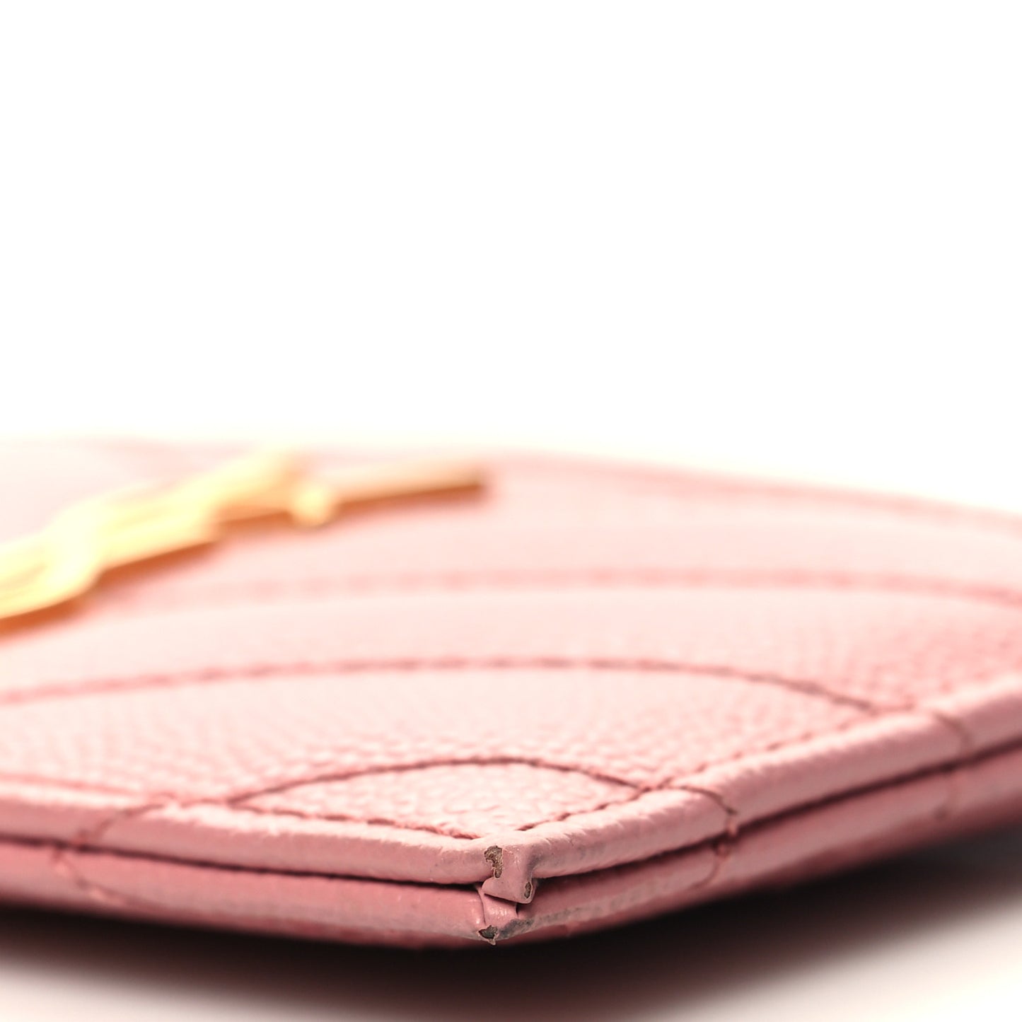 Grain De Poudre Matelasse Chevron Monogram Credit Card Case Dark Rose