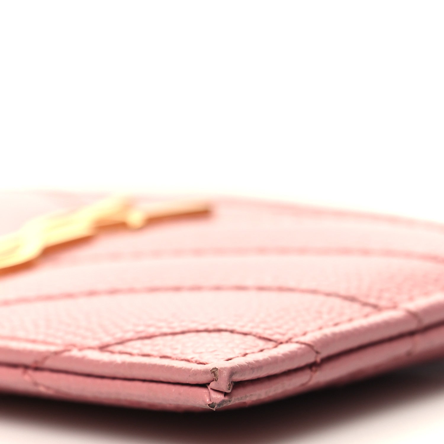 Saint Laurent Grain De Poudre Matelasse Chevron Monogram Credit Card Case Dark Rose 10 of 11