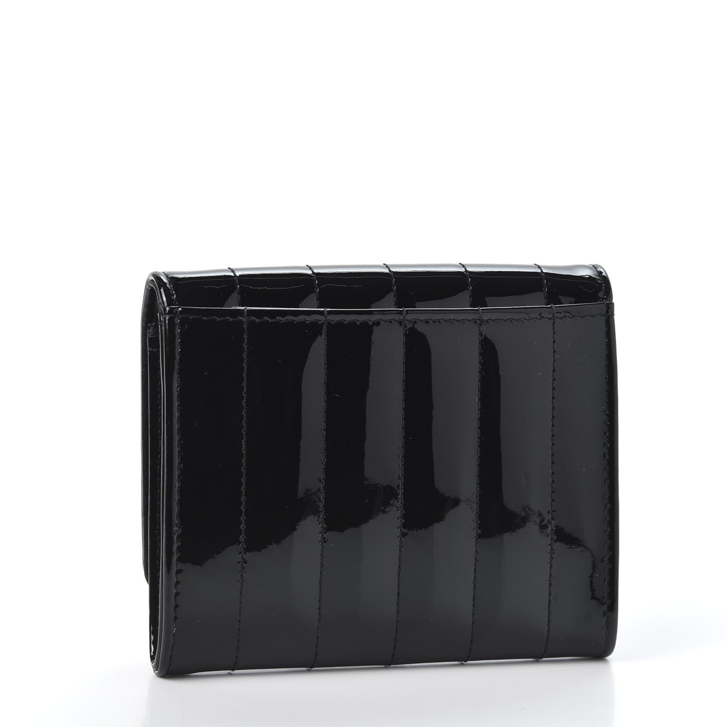 Saint Laurent Patent Matelasse Monogram Vicky Tri-Fold Wallet Black 2 of 9