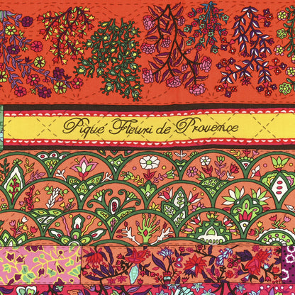 Hermes Cashmere Silk Pique Fleuri de Provence Shawl 140 Rouge Orange Turquoise 2 of 6