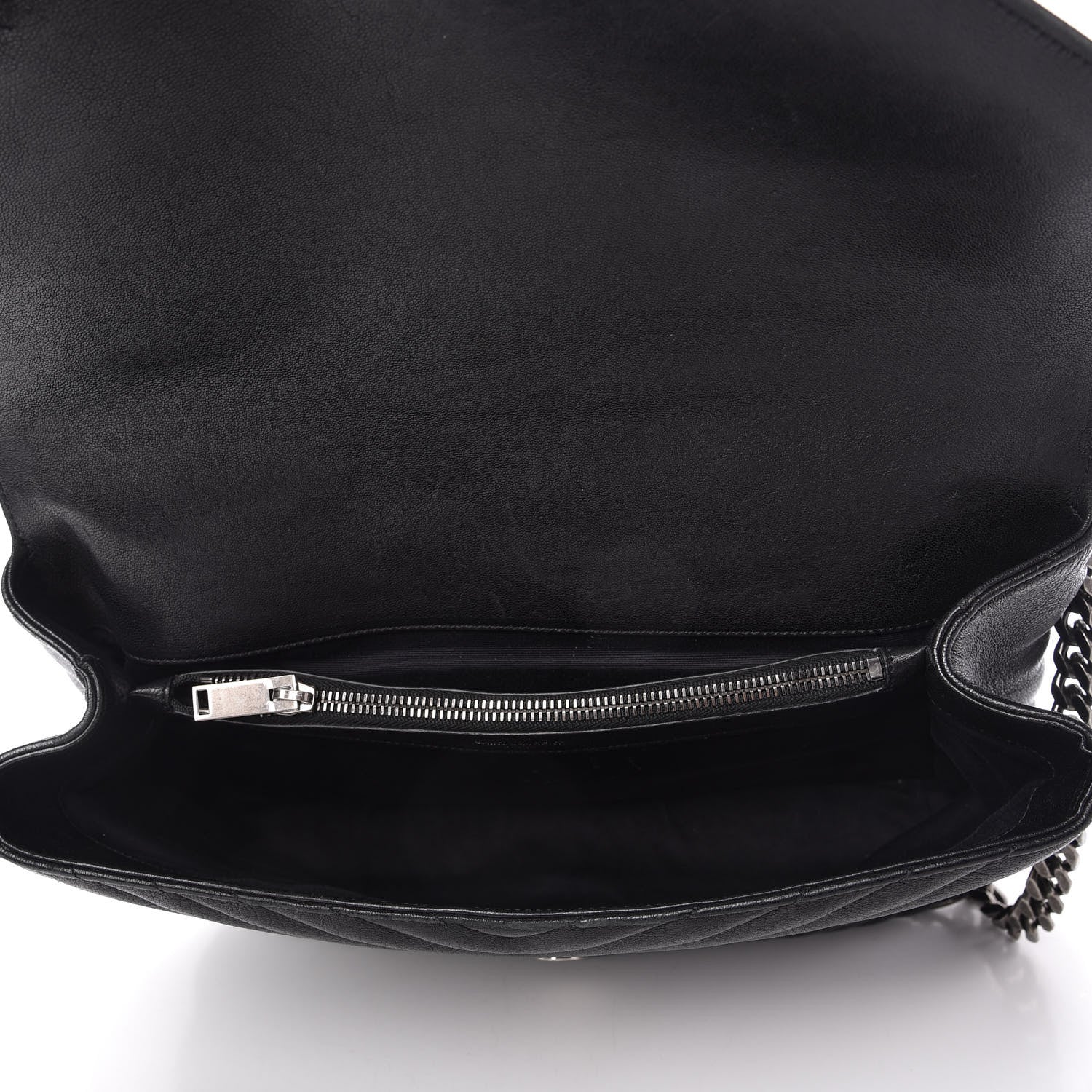 Saint Laurent Sheepskin Matelasse Chevron Monogram Large College Satchel Black 5 of 9