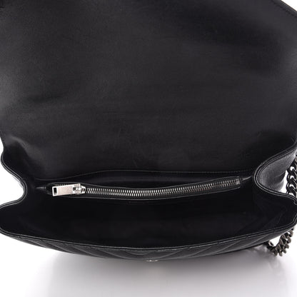 Saint Laurent Sheepskin Matelasse Chevron Monogram Large College Satchel Black 5 of 9