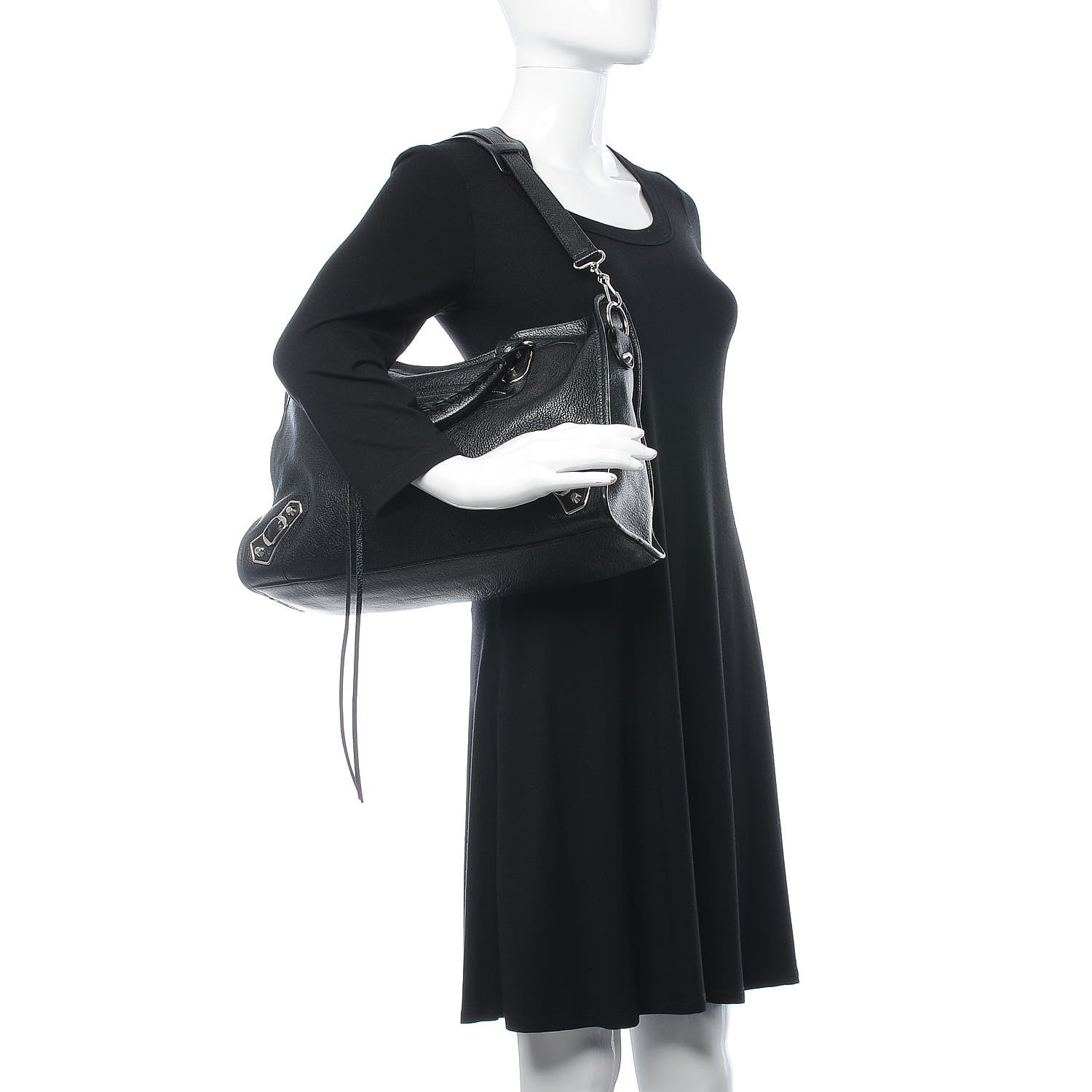 Balenciaga Chevre Silver Metallic Edge Hardware City Black 2 of 8