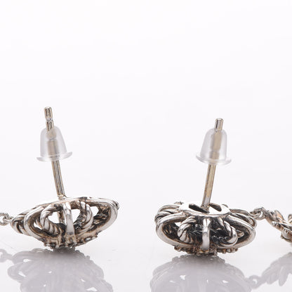 David Yurman Sterling Silver Diamond Starburst Chandelier Earrings 11 of 12