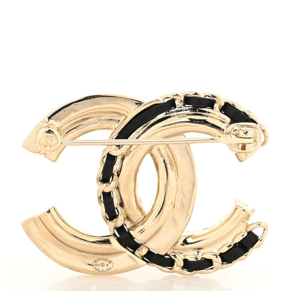 Chanel Lambskin Pearl Crystal Quilted CC Brooch Black Gold 2 of 3