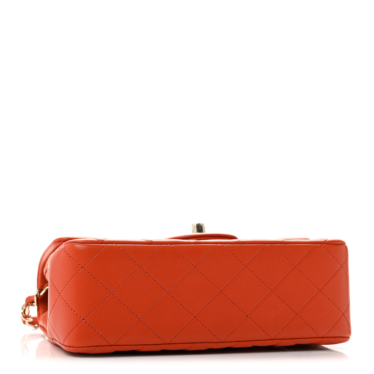 Lambskin Quilted Mini Rectangular Flap Dark Orange