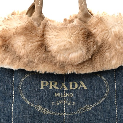 Prada Denim Eco Lapin Logo Tote Avio Cipria 8 of 11
