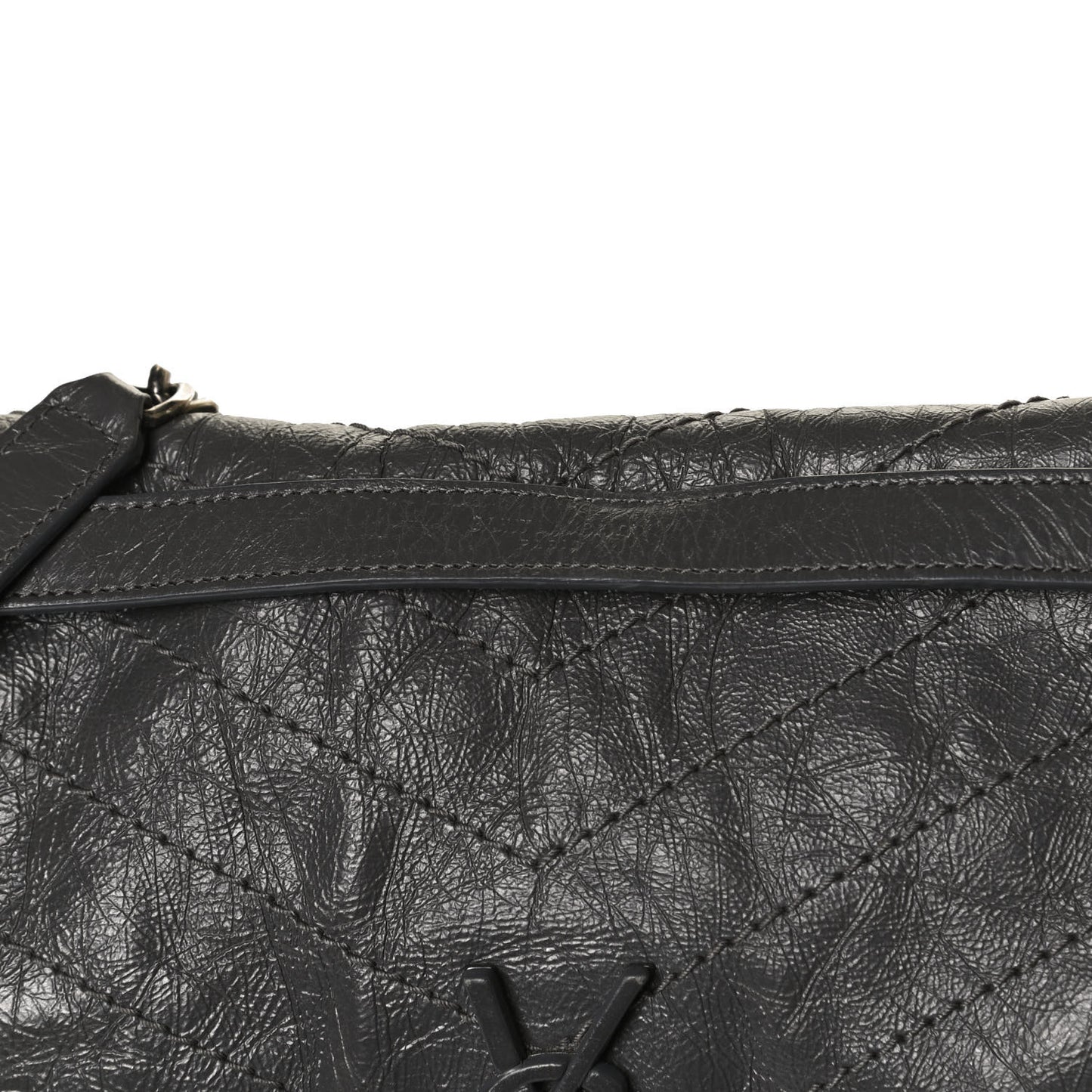 Crinkled Calfskin Matelasse Monogram Large Niki Chain Satchel Storm