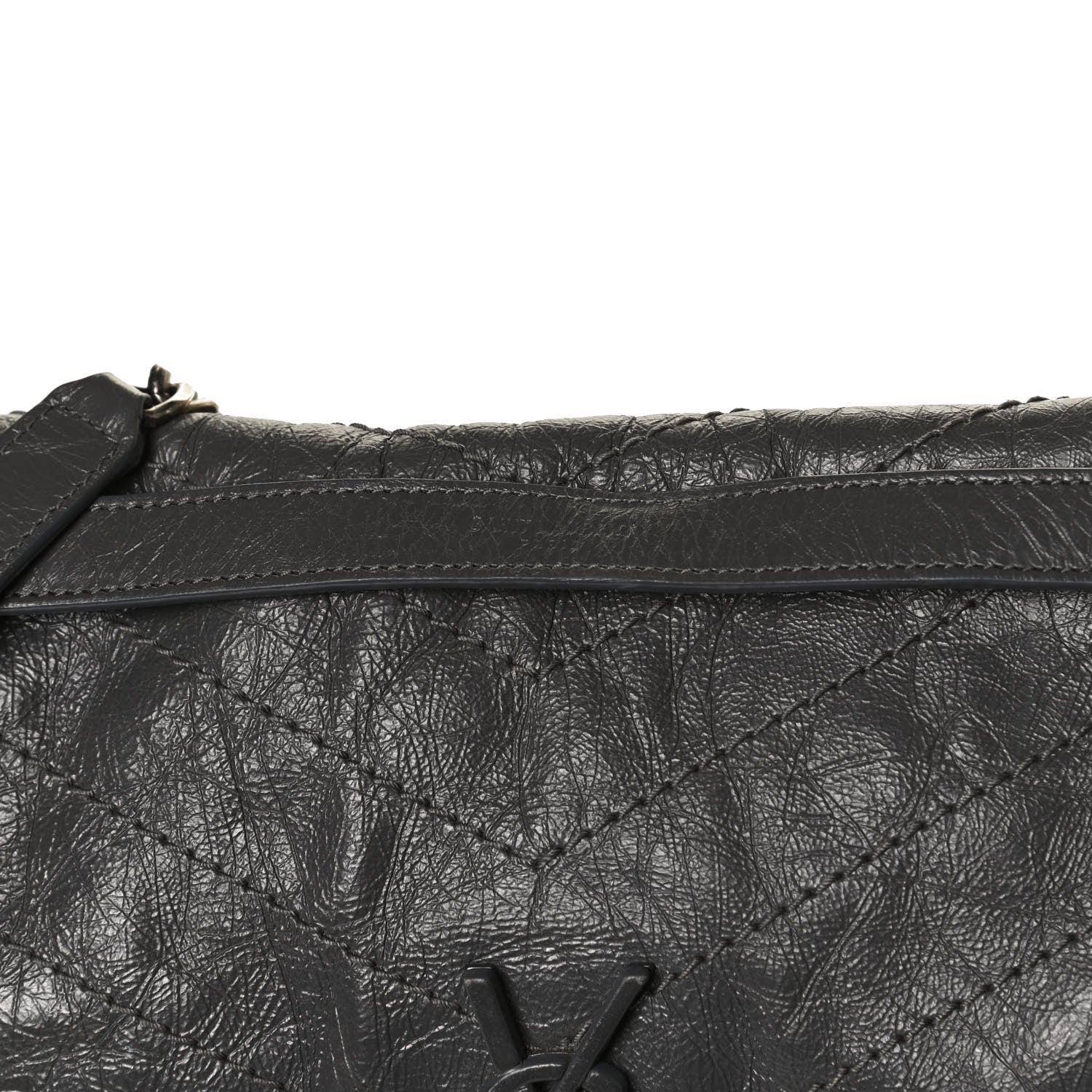 Saint Laurent Crinkled Calfskin Matelasse Monogram Large Niki Chain Satchel Storm 8 of 17