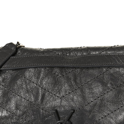 Saint Laurent Crinkled Calfskin Matelasse Monogram Large Niki Chain Satchel Storm 8 of 17