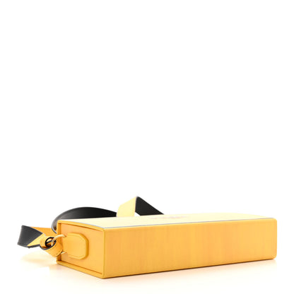 Fendi Vitello Fluffy Logo Horizontal Box Crossbody Bag Yellow Box Black 4 of 11