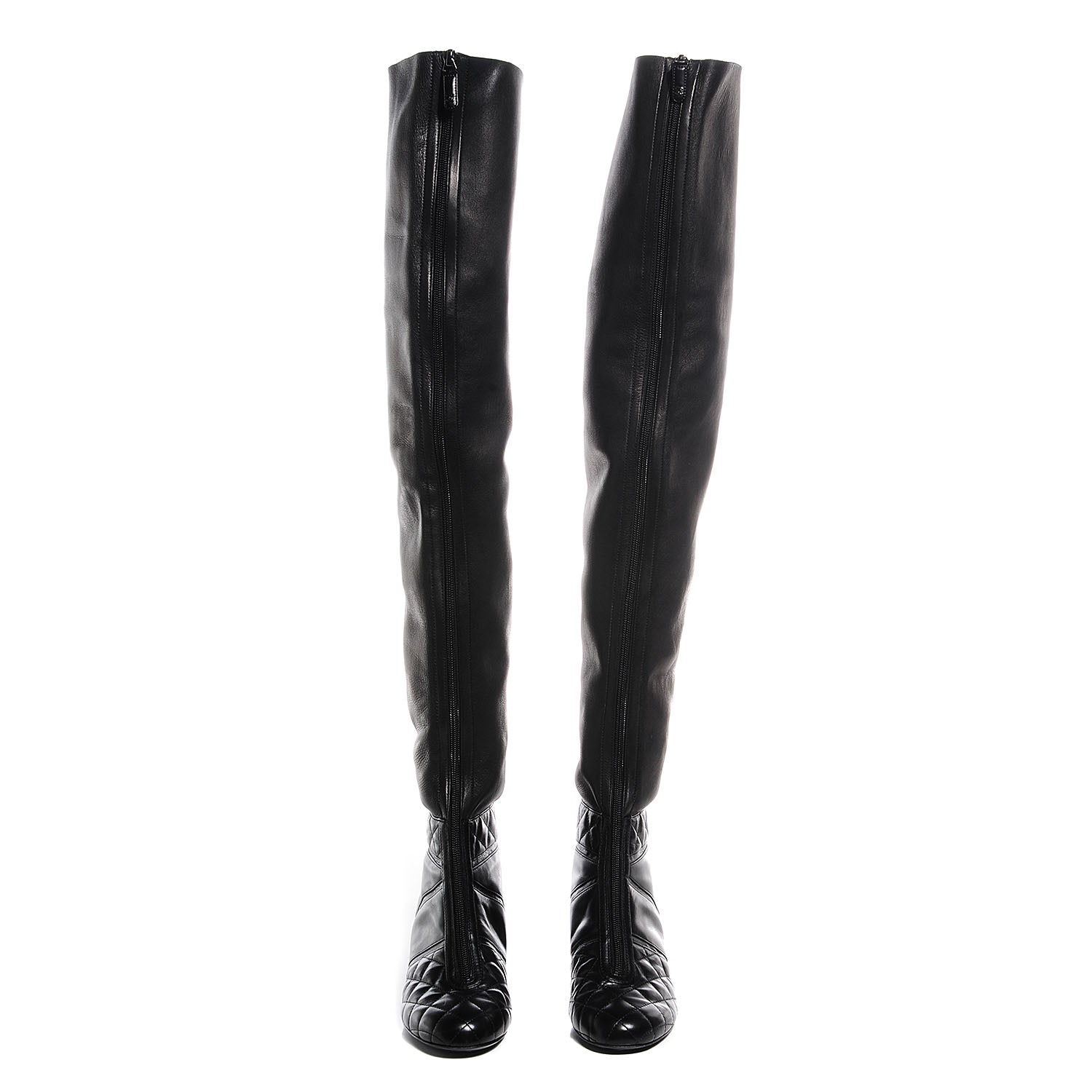 Chanel Lambskin Quilted Over the Knee Boots 36.5 Black 2 of 7