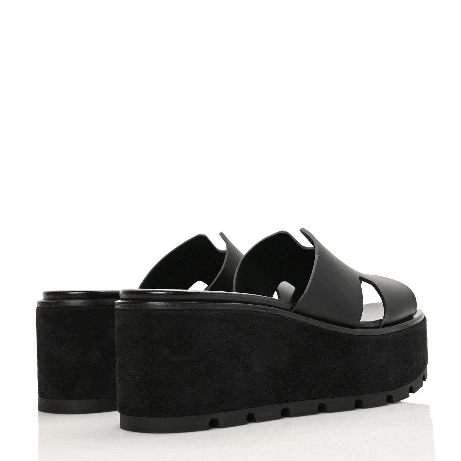 Hermes Calfskin Suede Eze 30 Sandals 37 Black 4 of 9