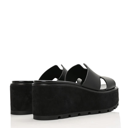 Hermes Calfskin Suede Eze 30 Sandals 37 Black 4 of 9