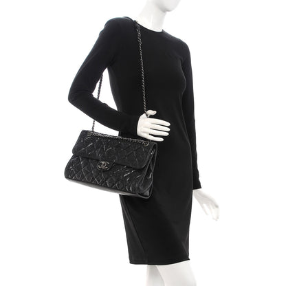 Chanel Crumpled Grained Calfskin Jumbo CC Crave Flap Black 2 of 9