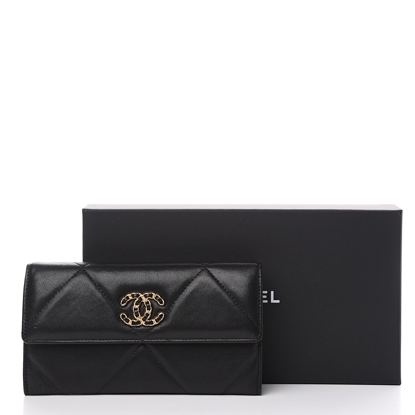 Goatskin Quilted 19 Flap Wallet Black