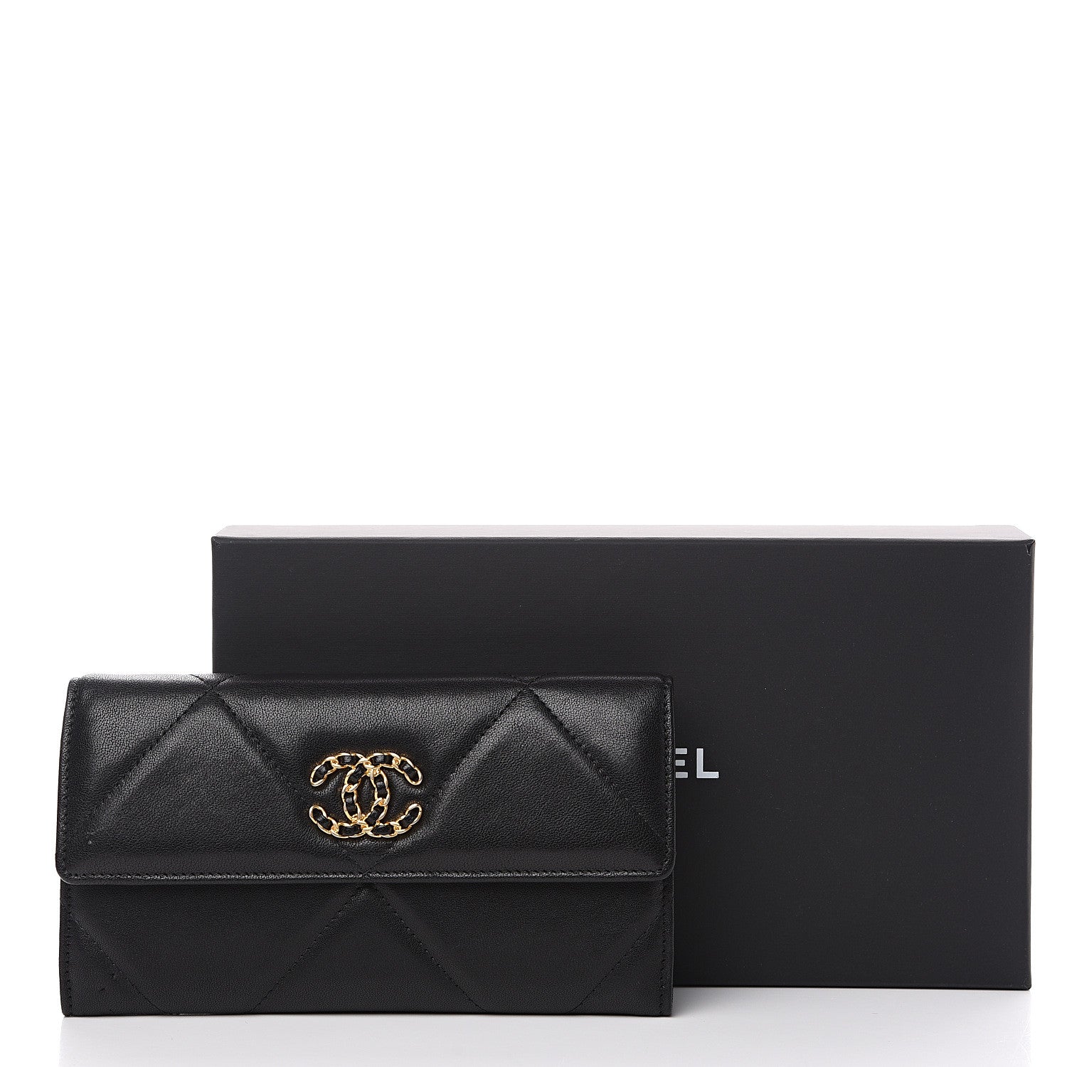 Chanel Goatskin Quilted 19 Flap Wallet Black 11 of 11
