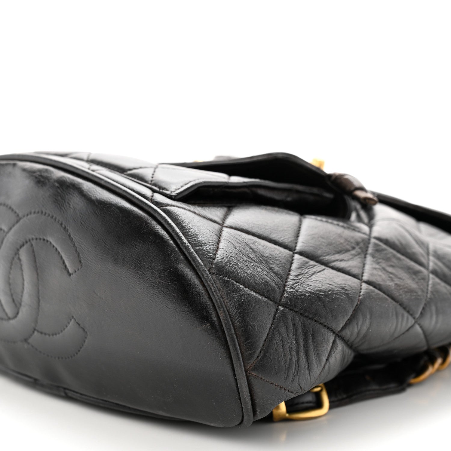 Chanel Lambskin Quilted Drawstring Backpack Black 10 of 13