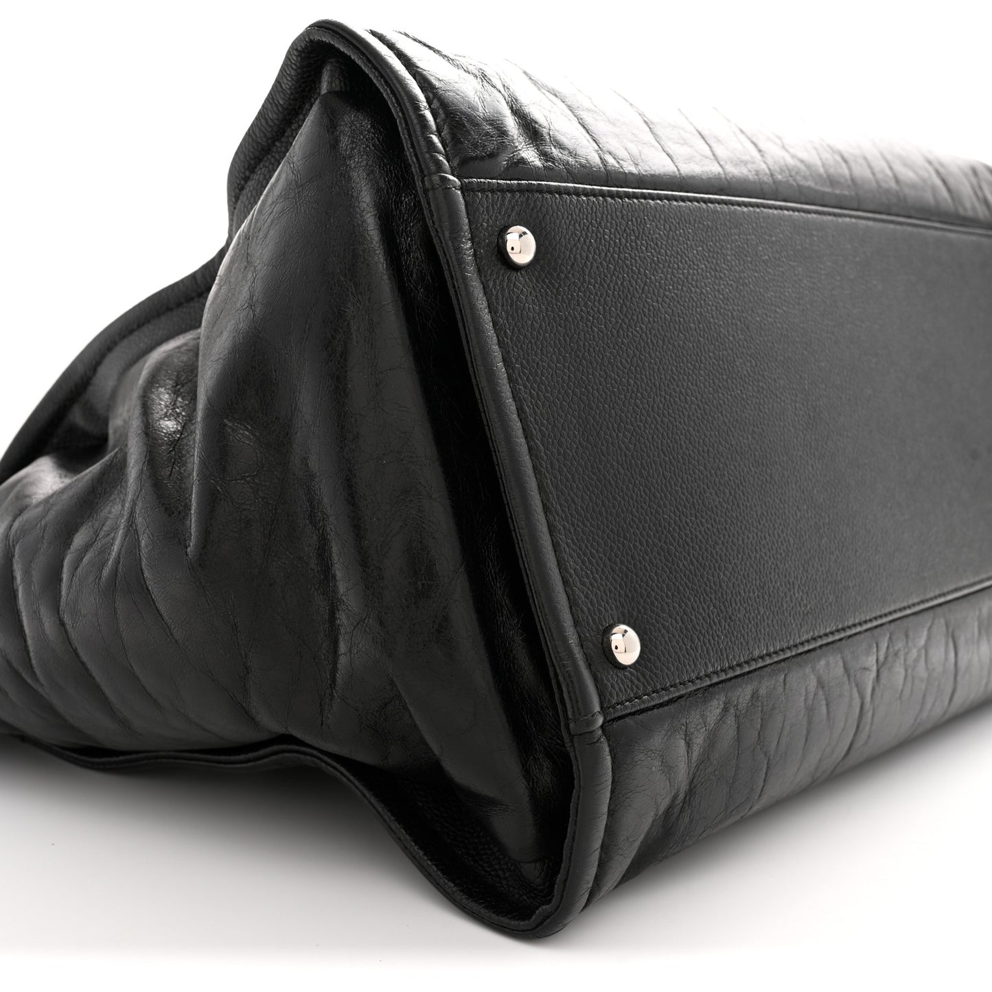Glazed Calfskin Medium Deauville Tote Black