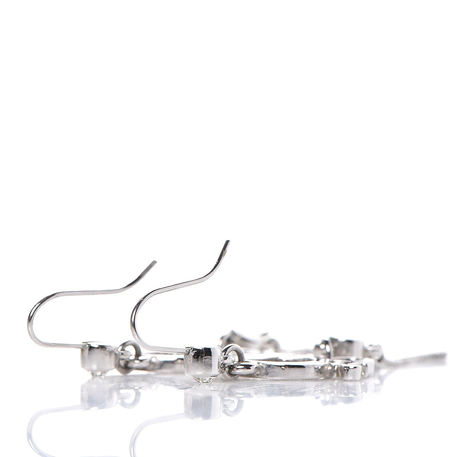 Christian Dior Crystal Signature Drop Earrings Silver 3 of 3