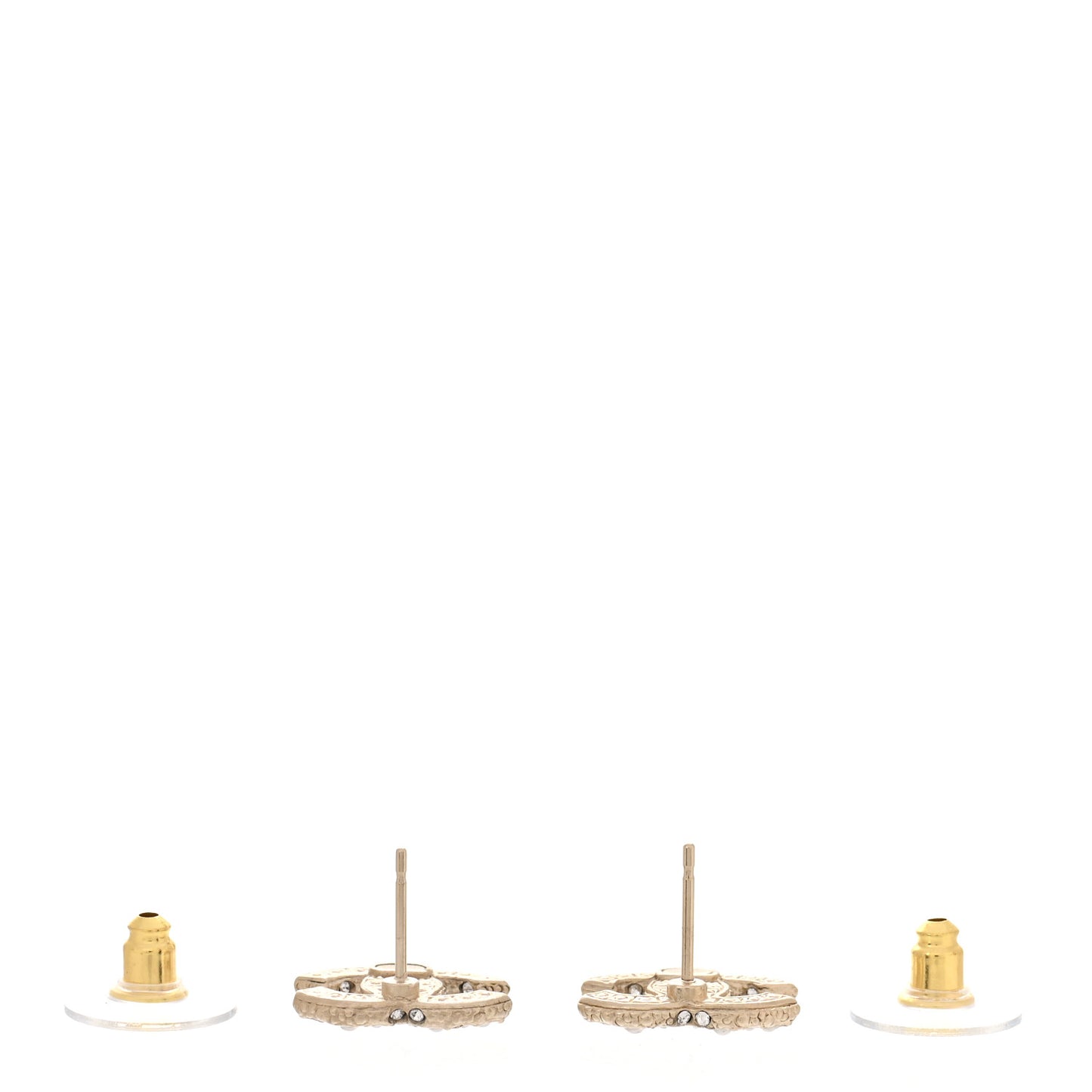 Pearl Crystal CC Earrings Light Gold