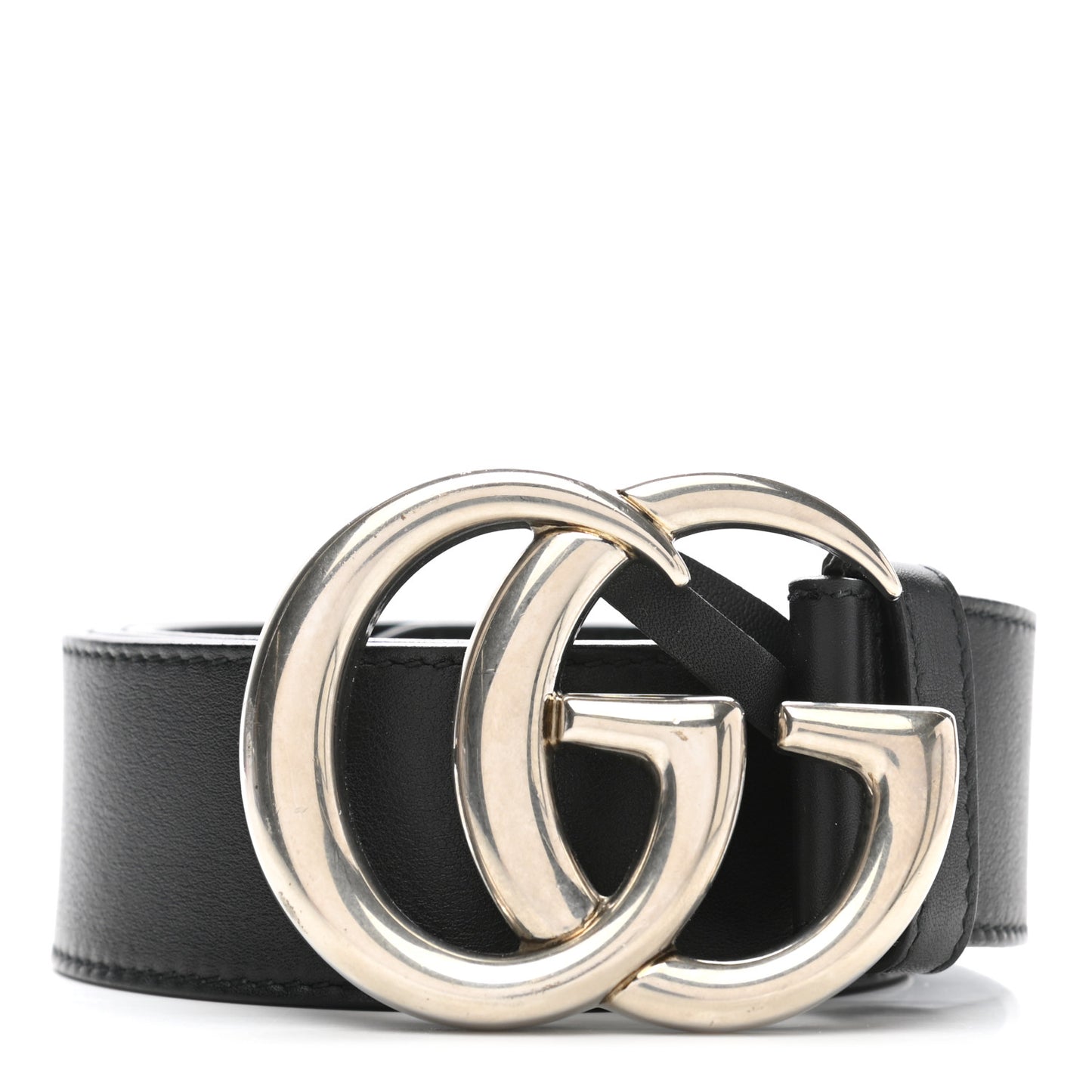 Moon Calfskin Nickel Double G 40mm Belt 85 34 Black