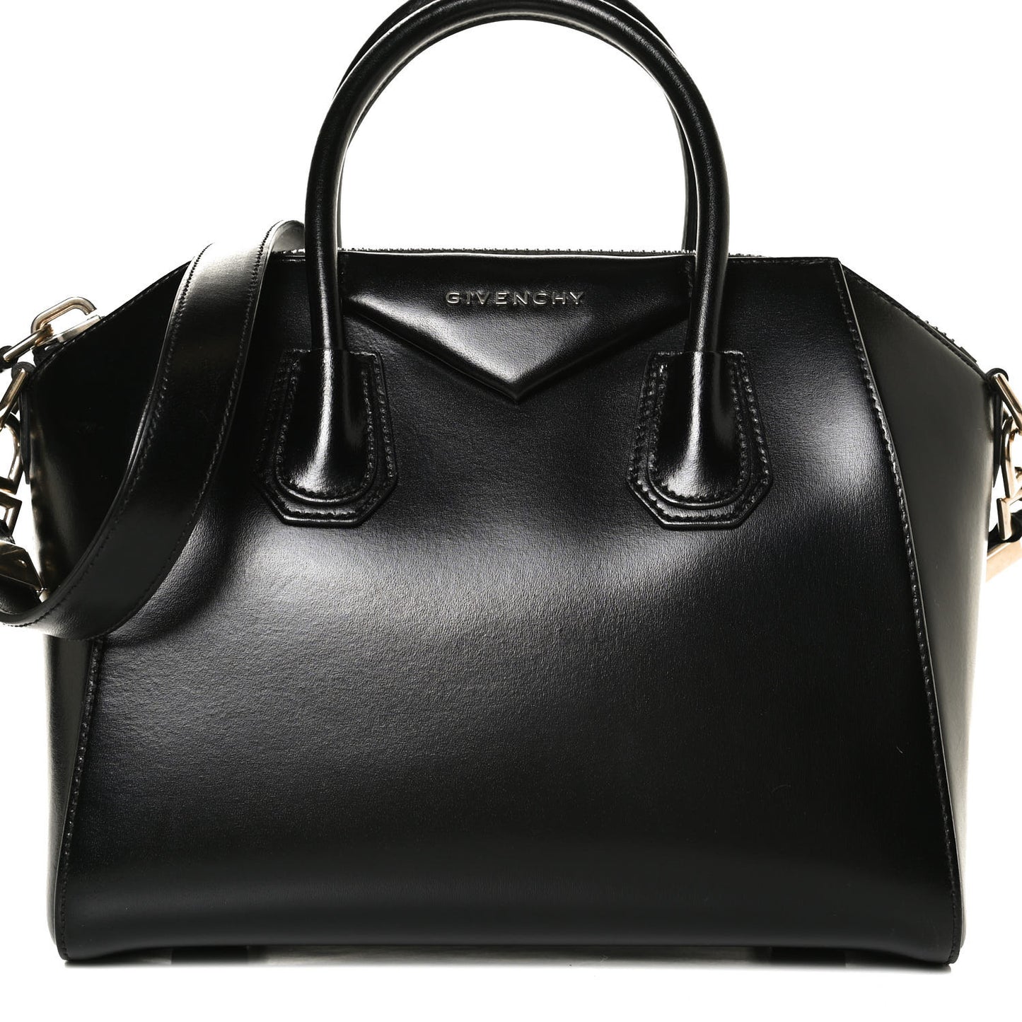 Shiny Lord Calfskin Small Antigona Black