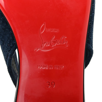 Christian Louboutin Velours Spiked Hall Slingback Flats 39 Navy 6 of 7