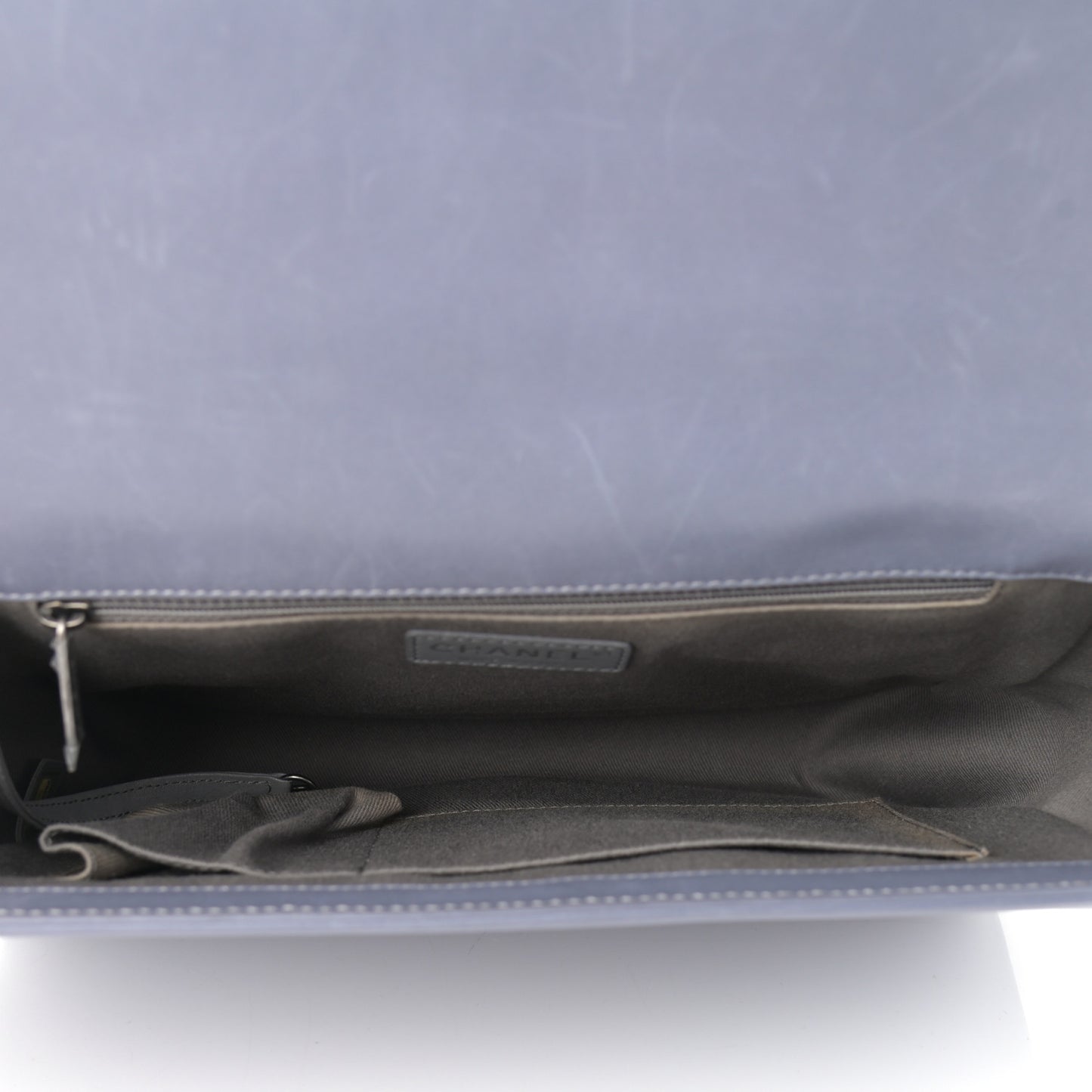 Lambskin Quilted Large Boy Flap Grey
