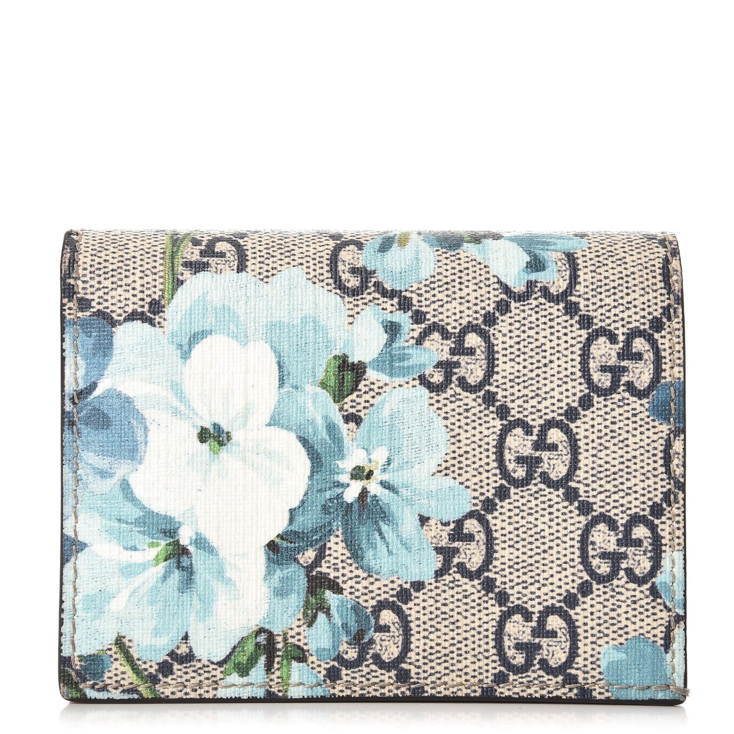 GG Supreme Monogram Blooms Card Case Beige Blue Navy Hibiscus Red