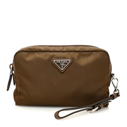 Prada Tessuto Nylon Saffiano Wristlet Cacao 1 of 6