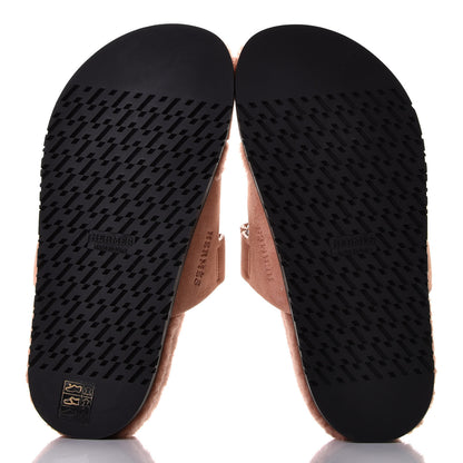 Hermes Suede Goatskin Woolskin Womens Chypre Sandals 37 Rose Aube 8 of 8
