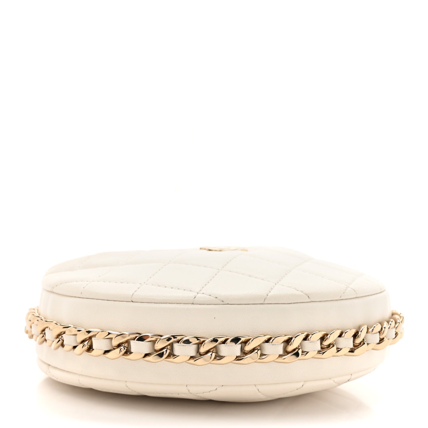 Lambskin Quilted Chain Around Pouch Hobo White