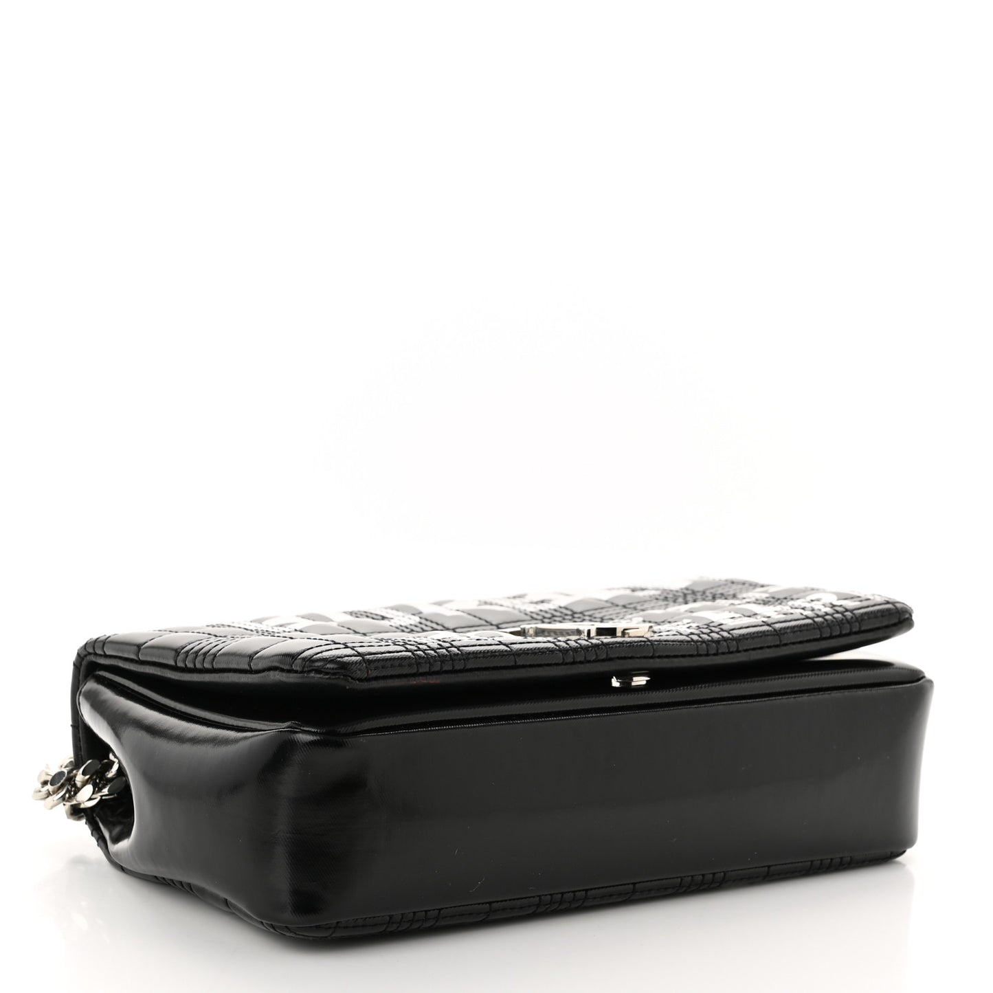 Patent Quilted Horseferry Print Small Lola Bag Black