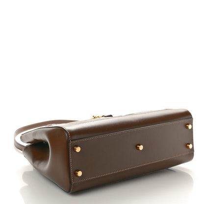 Gucci GG Supreme Monogram Azalea Calfskin Web Medium Jackie 1961 Tote Beige Ebony Brown Sugar 4 of 12