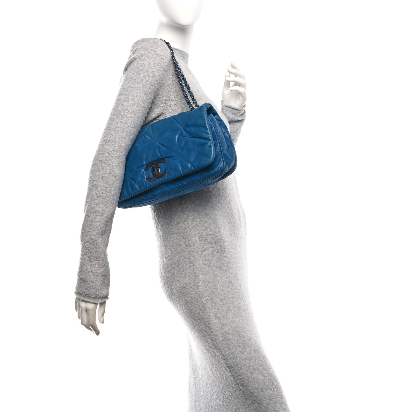 Iridescent Calfskin Glint Flap Blue