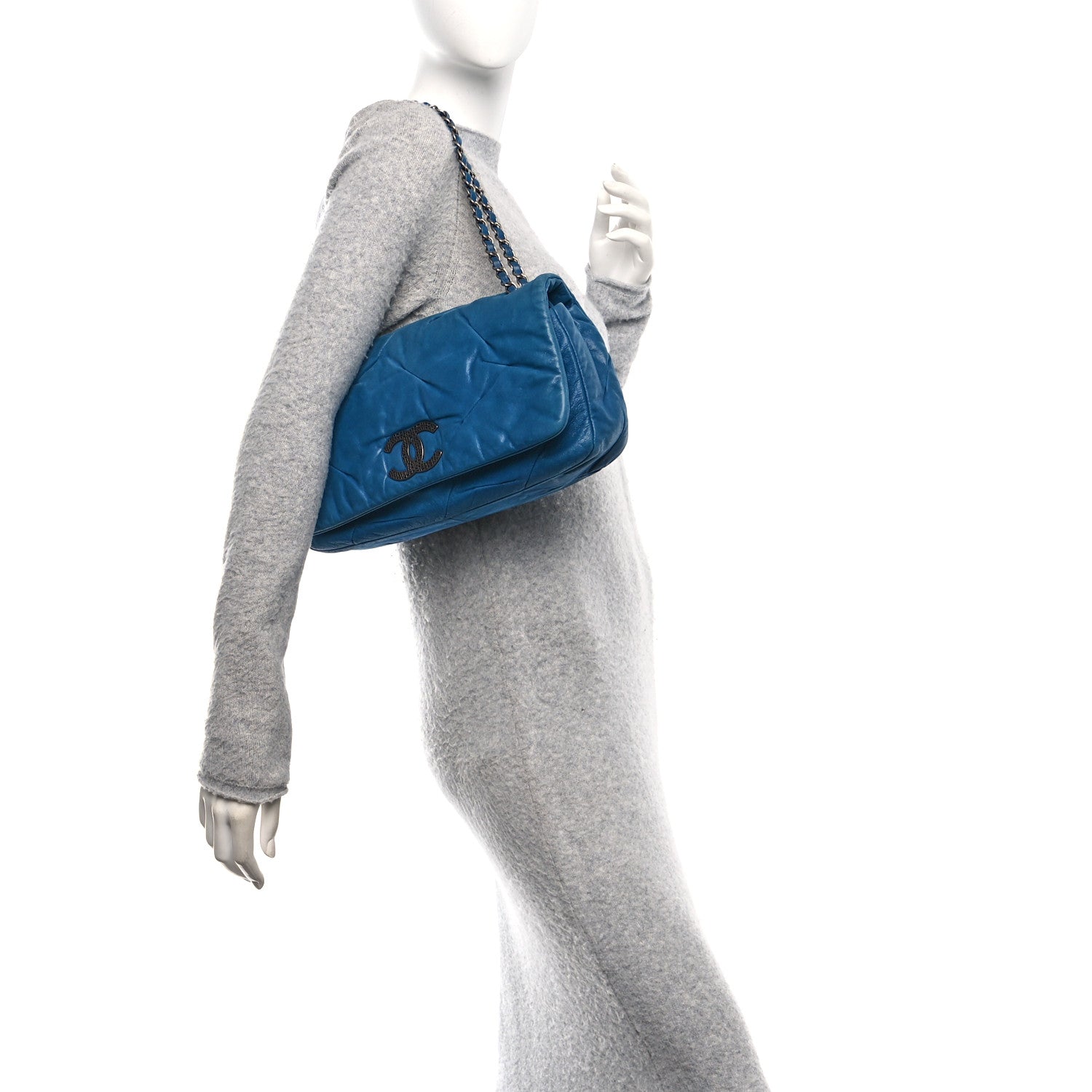 Chanel Iridescent Calfskin Glint Flap Blue 2 of 10