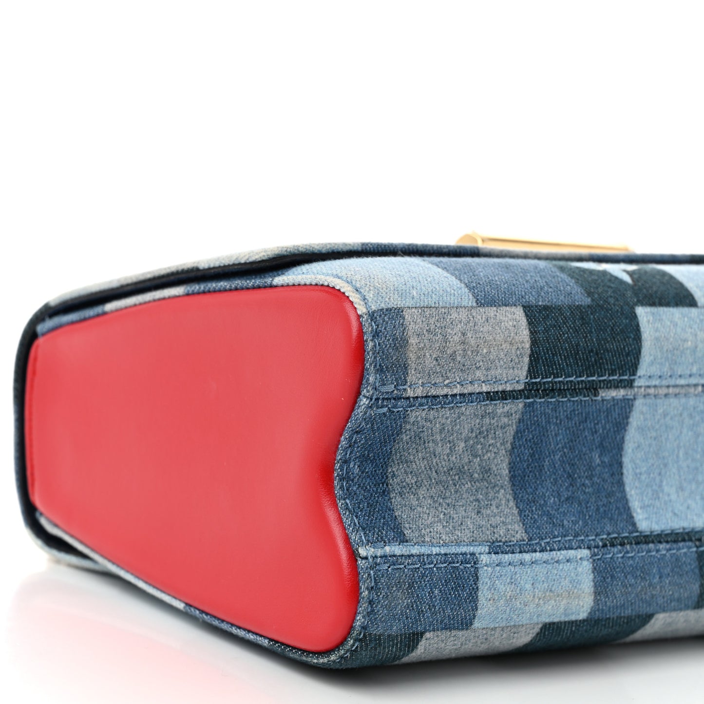 Denim Damier Monogram Twist Shoulder Bag MM Blue Rouge
