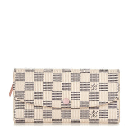 Louis Vuitton Damier Azur Emilie Wallet Rose Ballerine 1 of 7