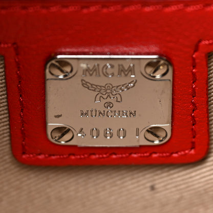 MCM Calfskin Ottomar Monogram Small Essential Boston Bag Viva Red 5 of 8