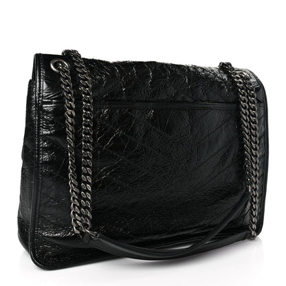 Saint Laurent Crinkled Calfskin Matelasse Monogram Large Niki Chain Satchel Black 3 of 9