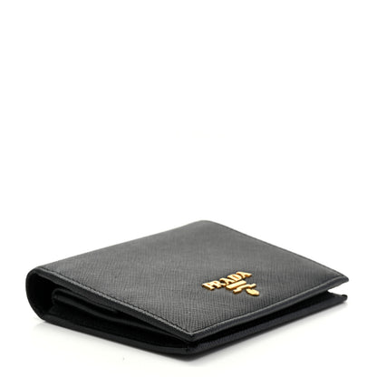 Prada Saffiano Triangle Bi-Fold Wallet Black 5 of 9